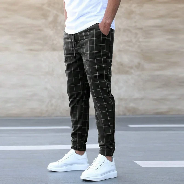Karlo | Herren Karo-Jogger Slim Fit Freizeithose Sommer