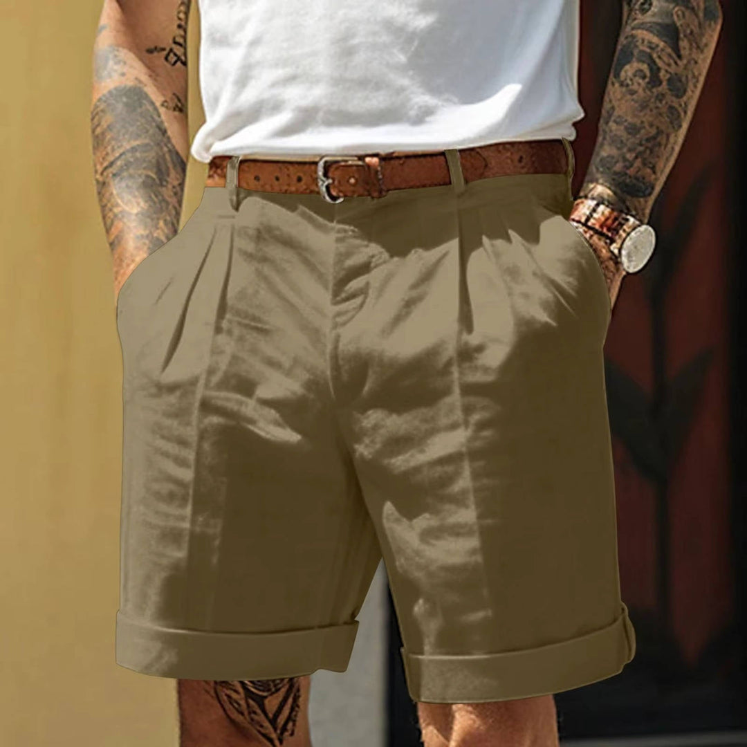 Matteo | Herren shorts mit Bundfalten, Umschlagsaum