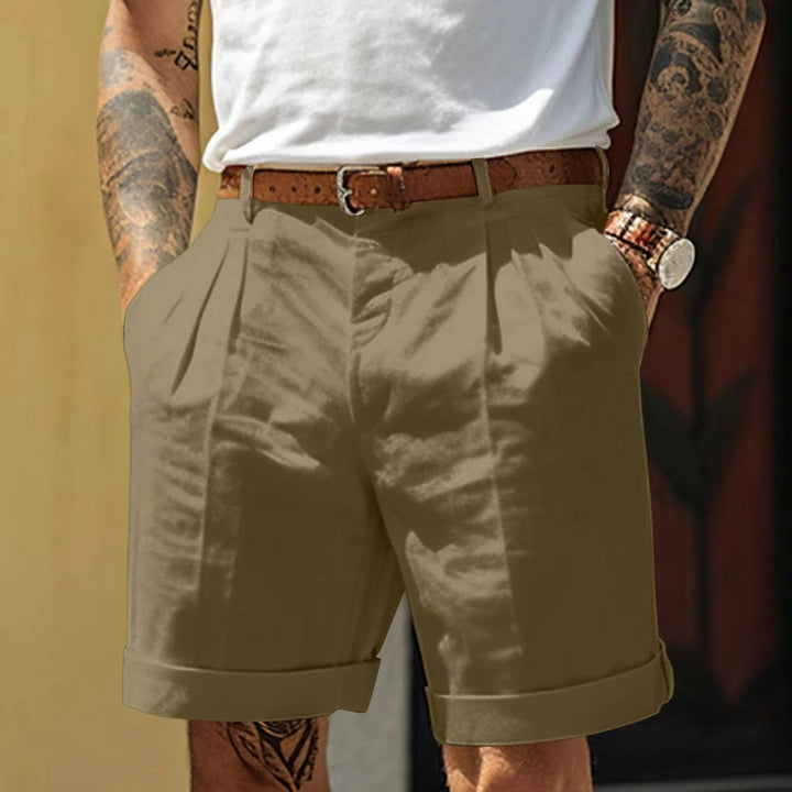 Matteo | Herren shorts mit Bundfalten, Umschlagsaum