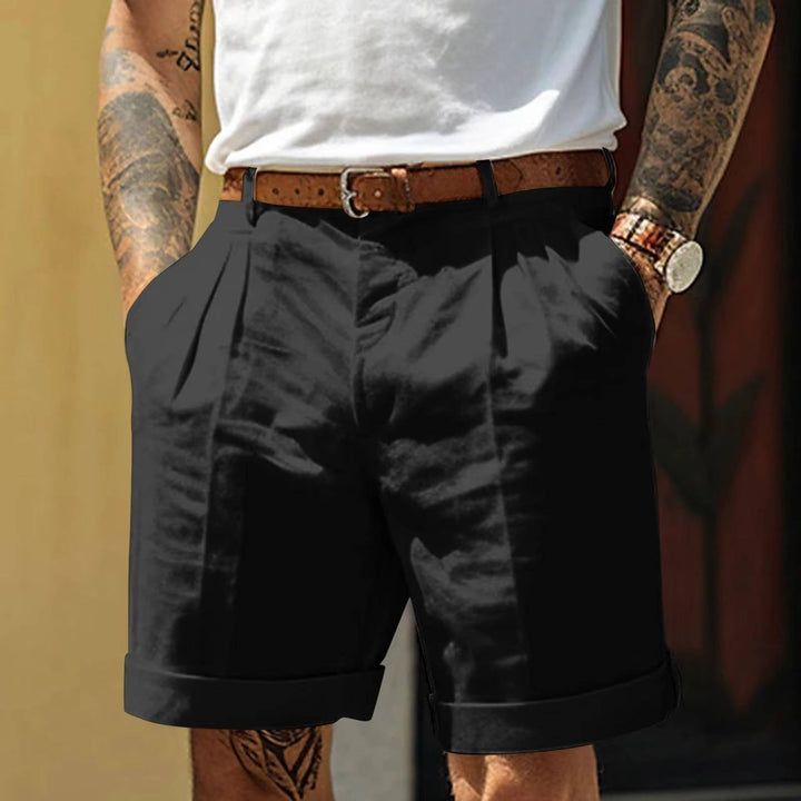 Matteo | Herren shorts mit Bundfalten, Umschlagsaum