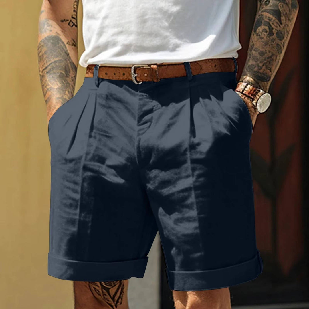 Matteo | Herren shorts mit Bundfalten, Umschlagsaum
