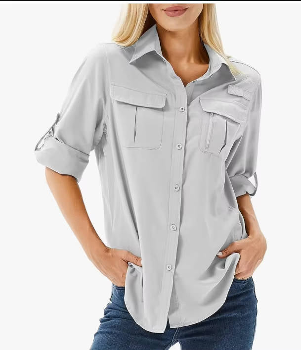 Sierra | Damen Outdoor Hemd mit UV-Schutz, Safari Shirt Langarm