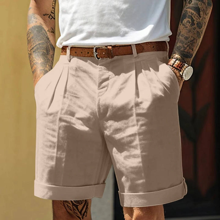 Matteo | Herren shorts mit Bundfalten, Umschlagsaum
