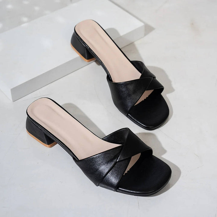 Kuna | Damen Blockabsatz Slides, Twist-Riemen Pantoletten Sommer