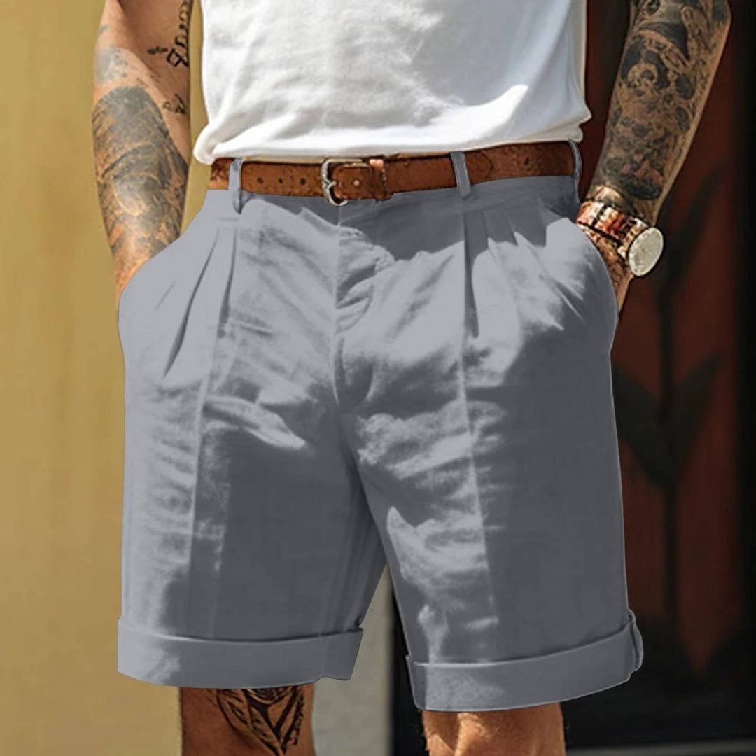 Matteo | Herren shorts mit Bundfalten, Umschlagsaum