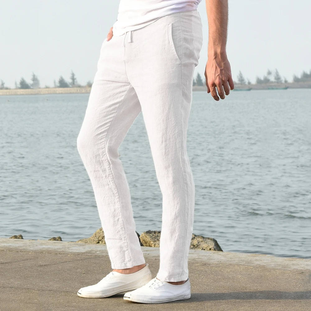 Pablo | Herren hose leicht, gerade Sommerhose mit Kordelzug