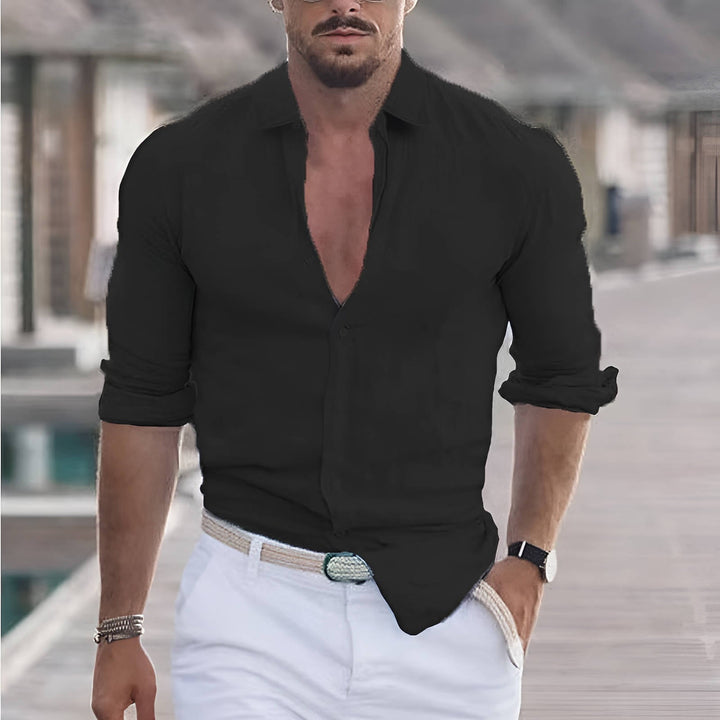 Enzo | Herren hemd Langarm, Casual Sommerhemd mit Kragen