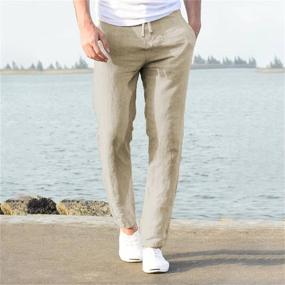Pablo | Herren hose leicht, gerade Sommerhose mit Kordelzug
