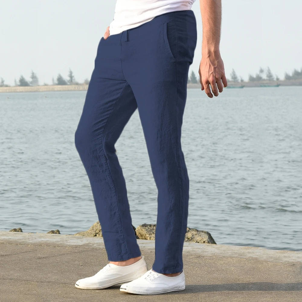 Pablo | Herren hose leicht, gerade Sommerhose mit Kordelzug