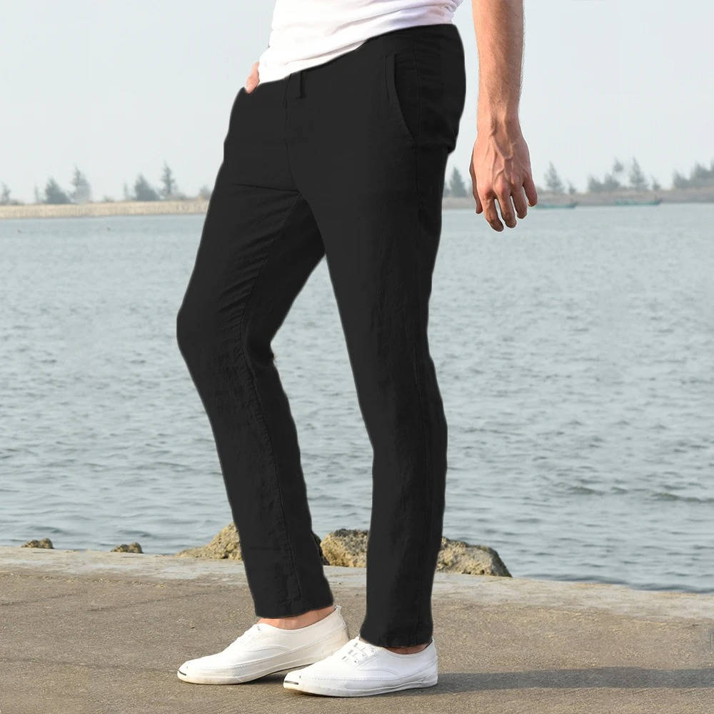 Pablo | Herren hose leicht, gerade Sommerhose mit Kordelzug