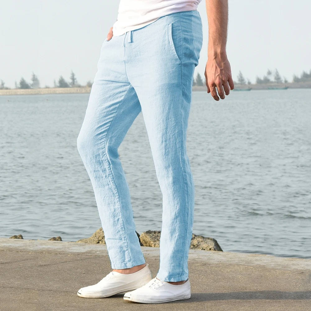 Pablo | Herren hose leicht, gerade Sommerhose mit Kordelzug