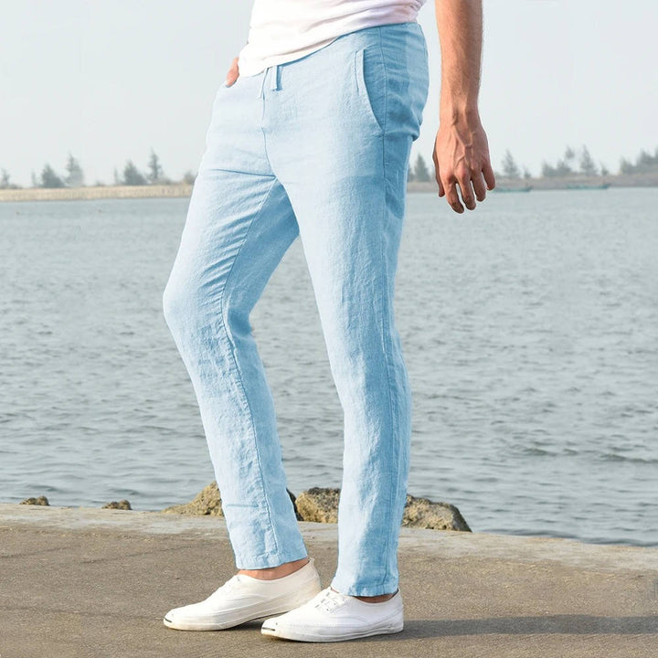 Pablo | Herren hose leicht, gerade Sommerhose mit Kordelzug