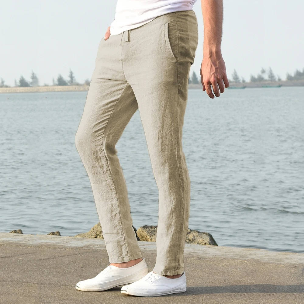 Pablo | Herren hose leicht, gerade Sommerhose mit Kordelzug