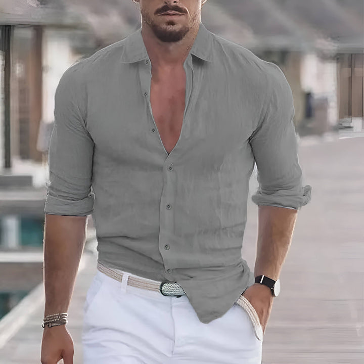 Enzo | Herren hemd Langarm, Casual Sommerhemd mit Kragen