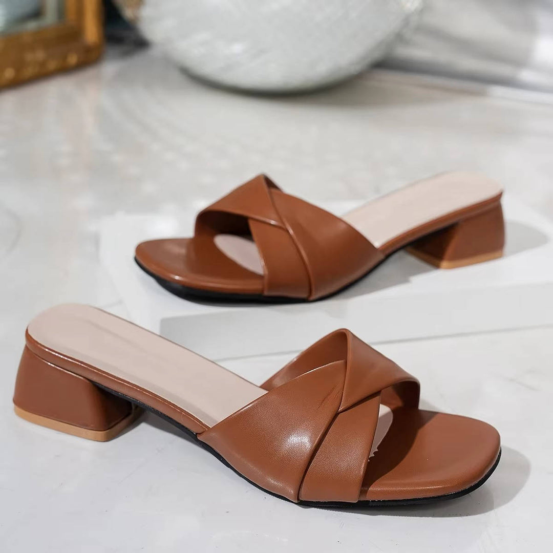 Kuna | Damen Blockabsatz Slides, Twist-Riemen Pantoletten Sommer