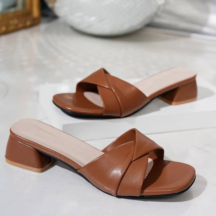 Kuna | Damen Blockabsatz Slides, Twist-Riemen Pantoletten Sommer