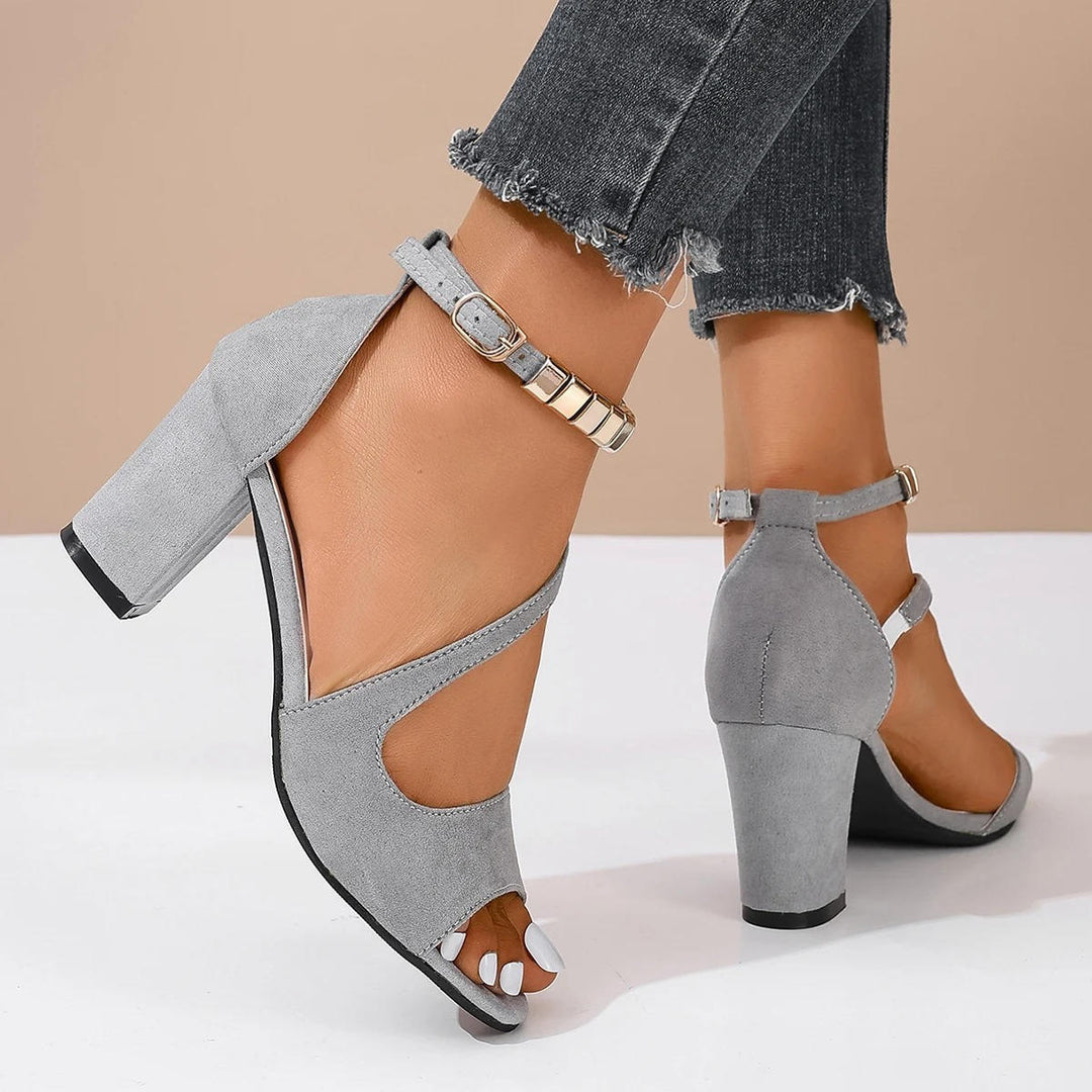 Gianna | Damen Blockabsatz Sandalen mit Knöchelriemen, elegant