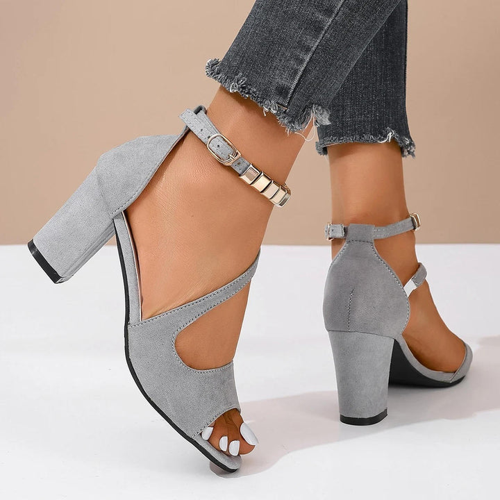 Gianna | Damen Blockabsatz Sandalen mit Knöchelriemen, elegant