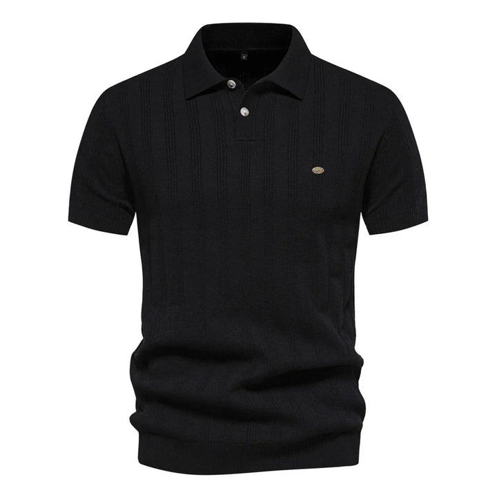 Anton | Herren Strick Poloshirt Kurzarm mit Streifen