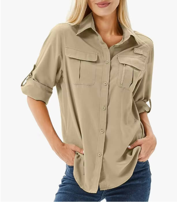 Sierra | Damen Outdoor Hemd mit UV-Schutz, Safari Shirt Langarm