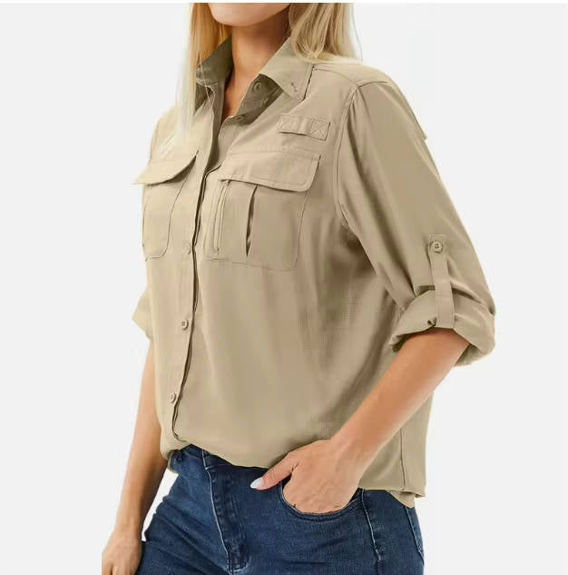 Sierra | Damen Outdoor Hemd mit UV-Schutz, Safari Shirt Langarm