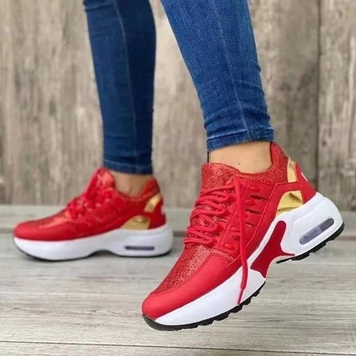 Vera | Damen Sneaker Luftkissen Plateau Schnürschuhe Komfort
