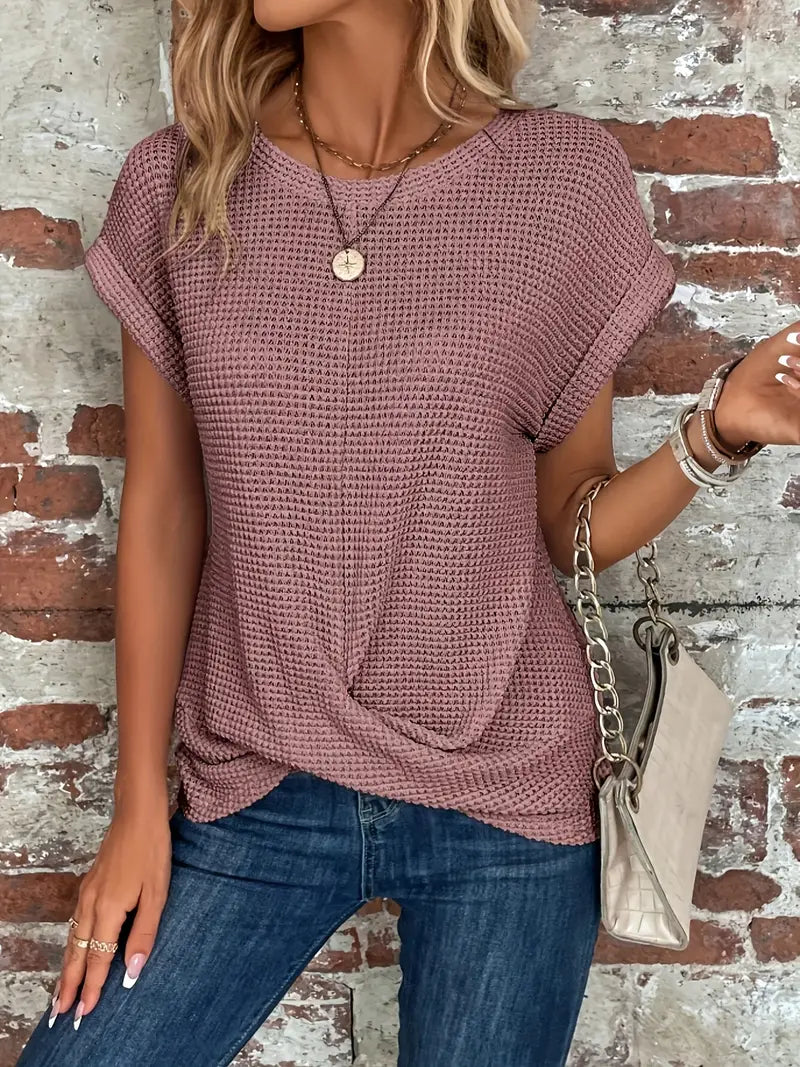 Eza | Damen T-Shirt Kurzarm Twist-Saum Rundhals
