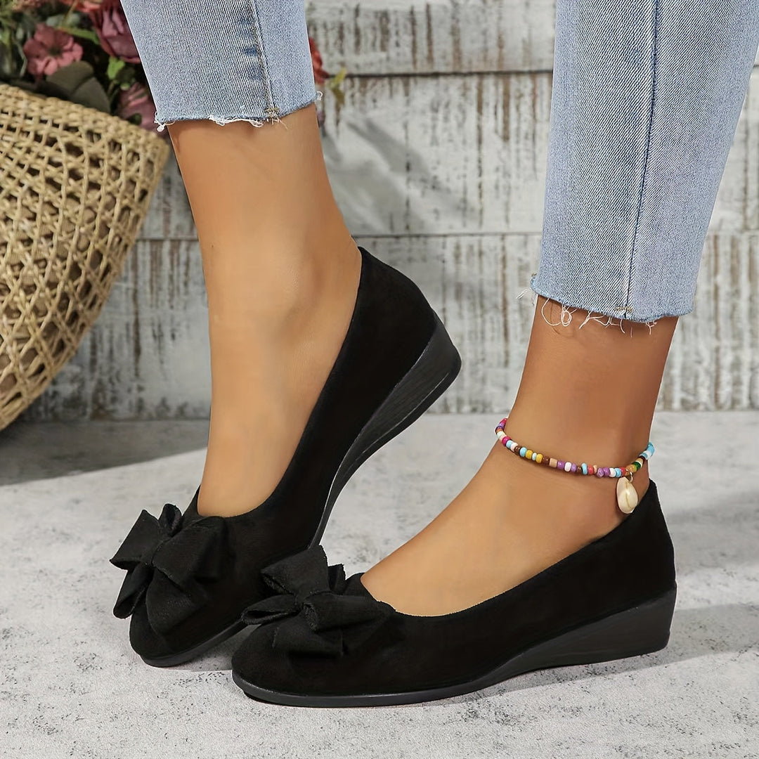 Zella | Damen Ballerinas mit Schleife Wildleder-Optik