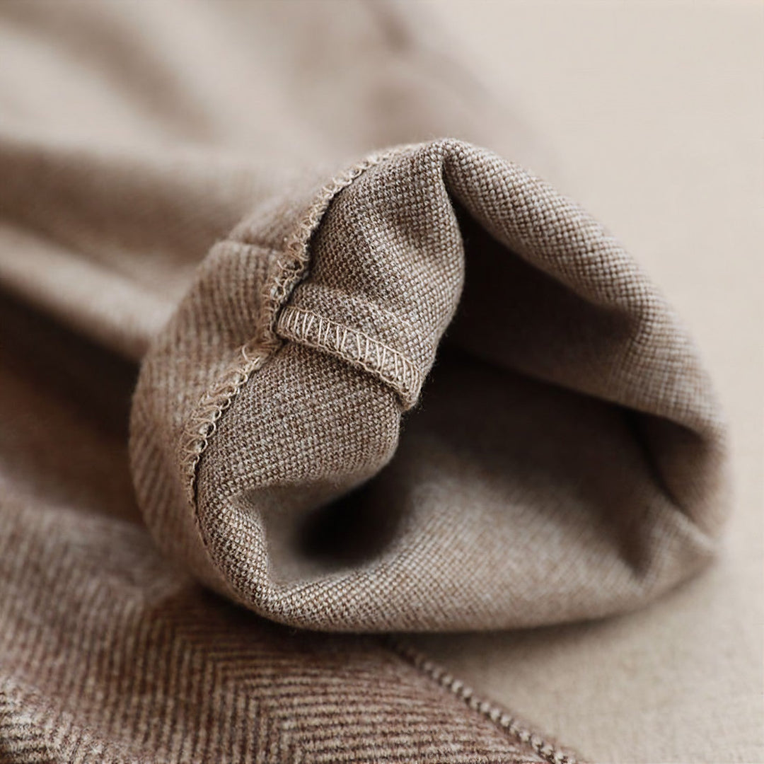 Vela | Damen Hose Fischgrat Muster Umschlagbund Elegant