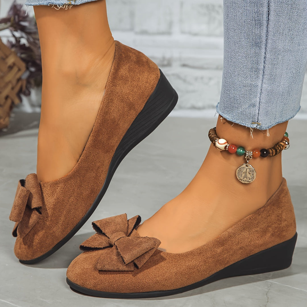 Zella | Damen Ballerinas mit Schleife Wildleder-Optik