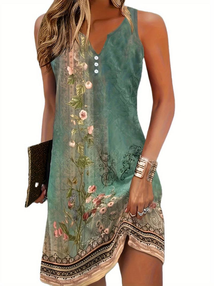 Sheena | Damen Sommerkleid Trägerkleid V-Ausschnitt Kurz