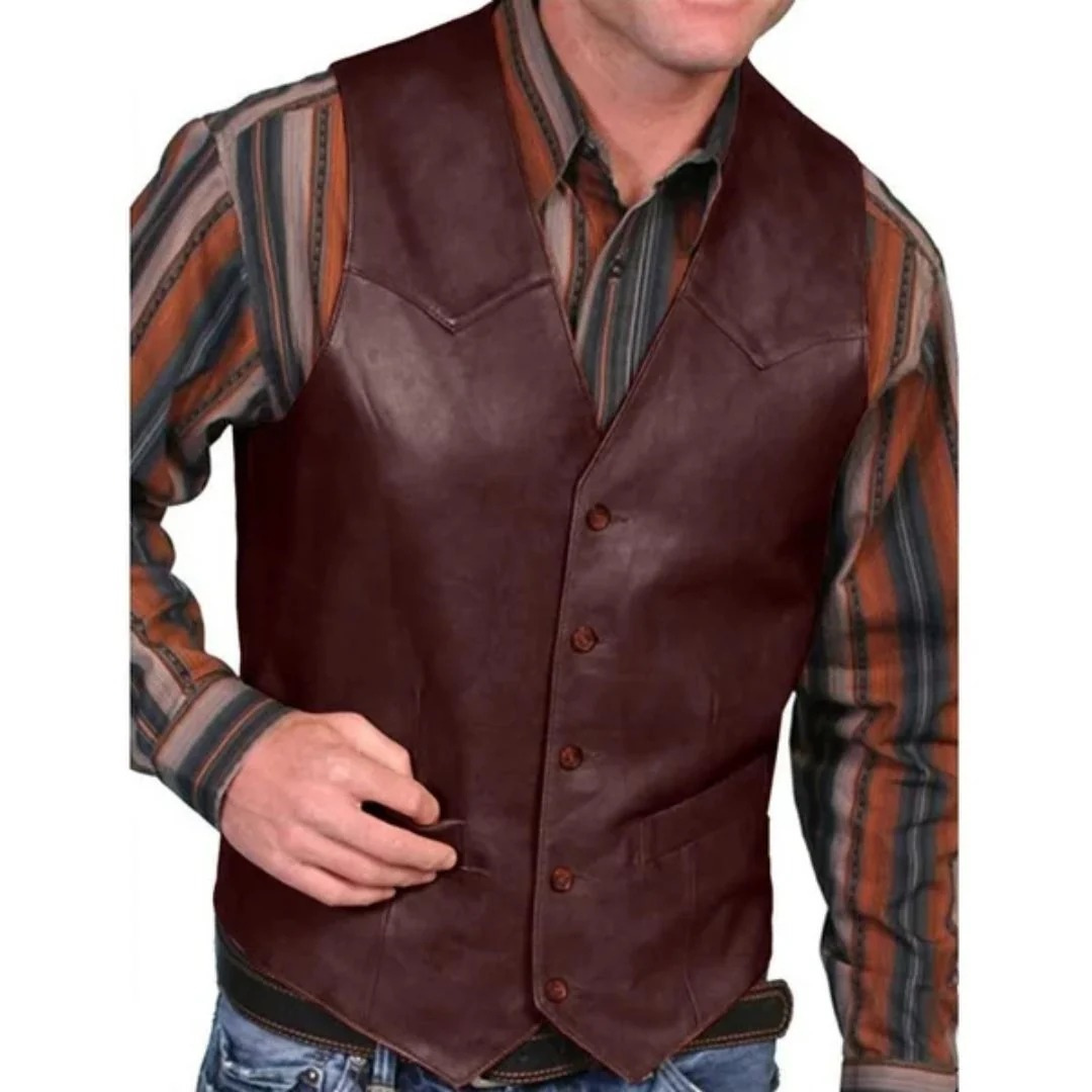 Eadric | Herren Trachtenweste im Western Stil - Burgundy - Image 1