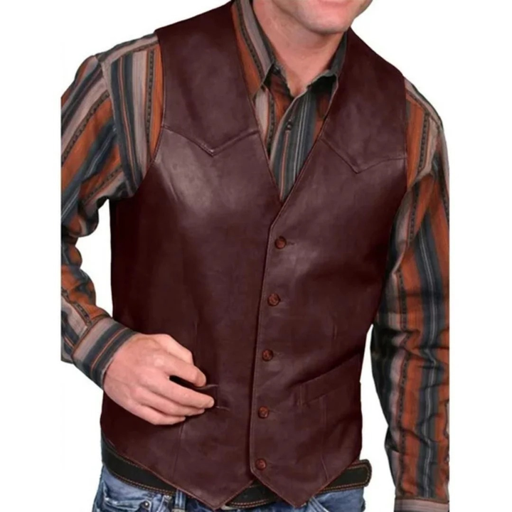 Eadric | Herren Trachtenweste im Western Stil - Burgundy - Image 1