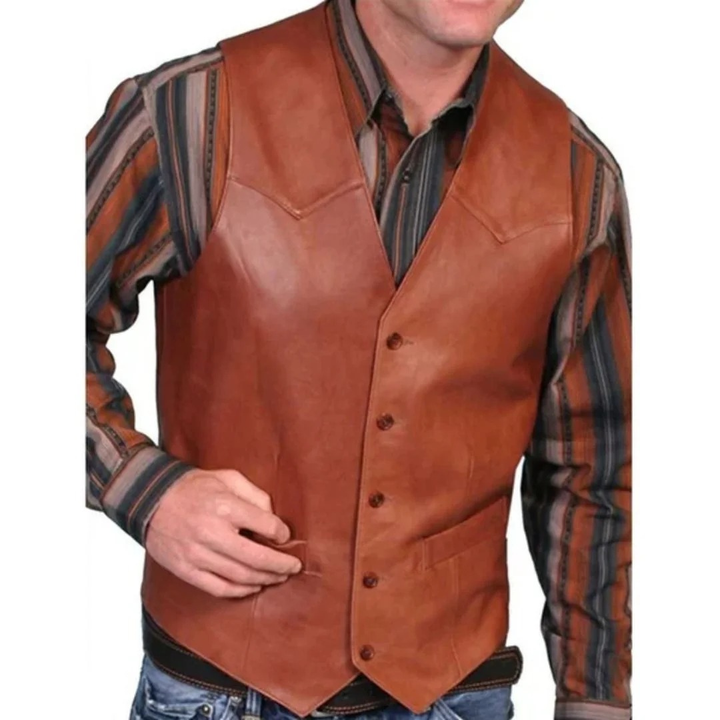 Eadric | Herren Trachtenweste im Western Stil - Burgundy - Image 3