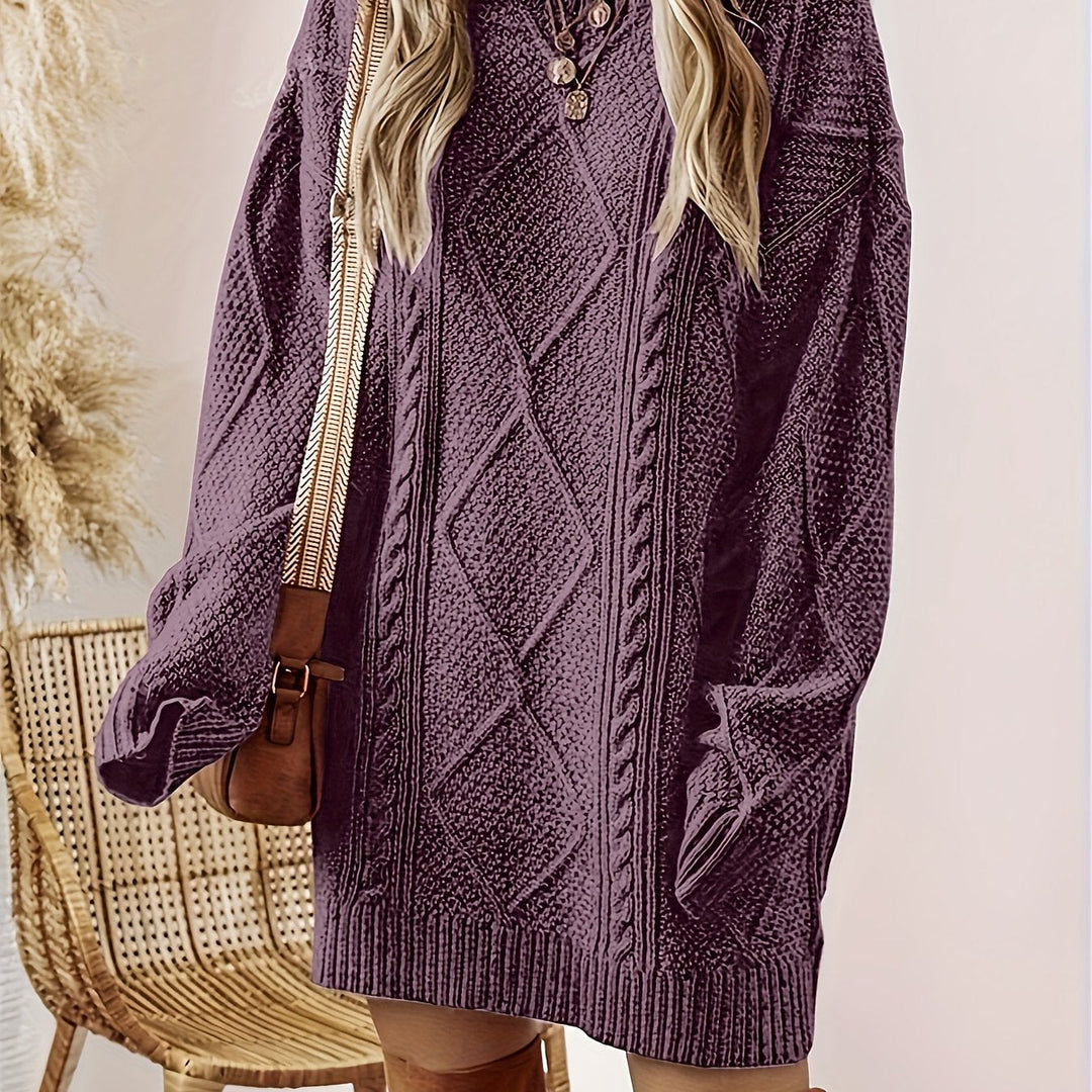 Edelborg | Damen Strickkleid mit Zopfmuster - Purple - Image 1