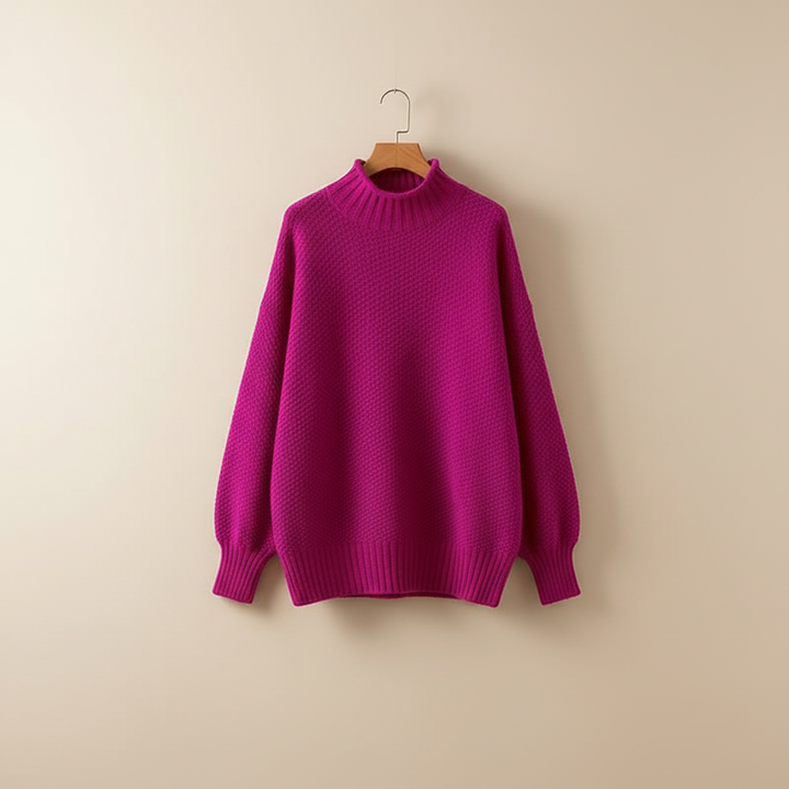 Edelma | Damen Strickpullover mit Stehkragen - Burgundy - Image 10