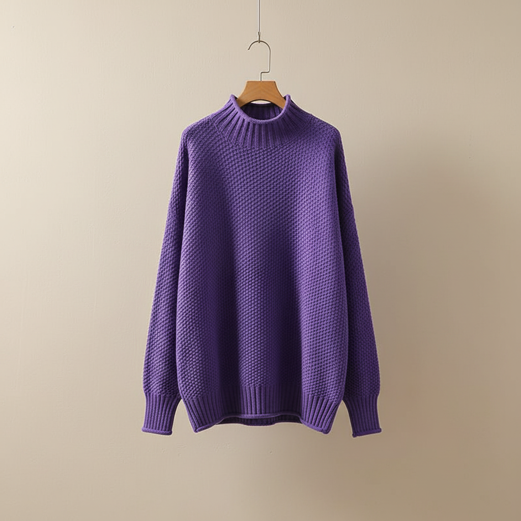 Edelma | Damen Strickpullover mit Stehkragen - Burgundy - Image 3
