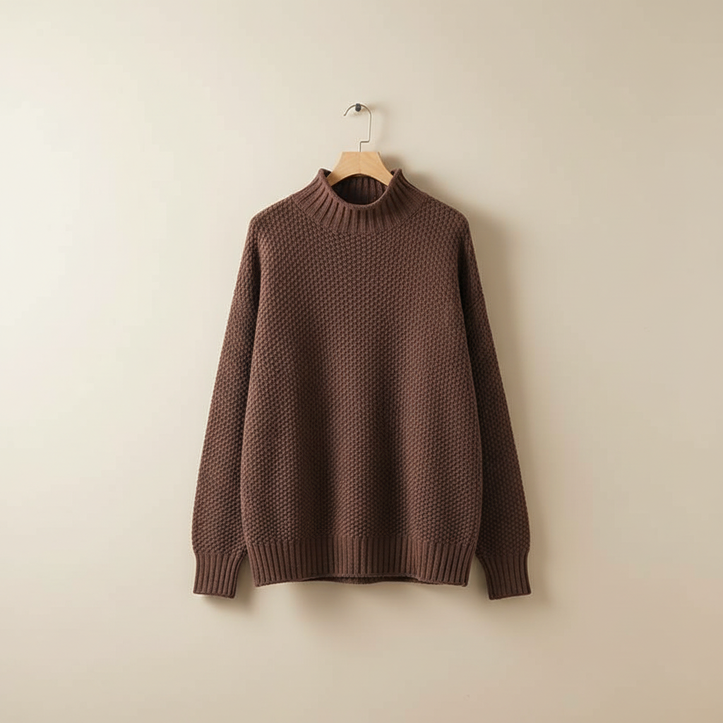 Edelma | Damen Strickpullover mit Stehkragen - Burgundy - Image 5
