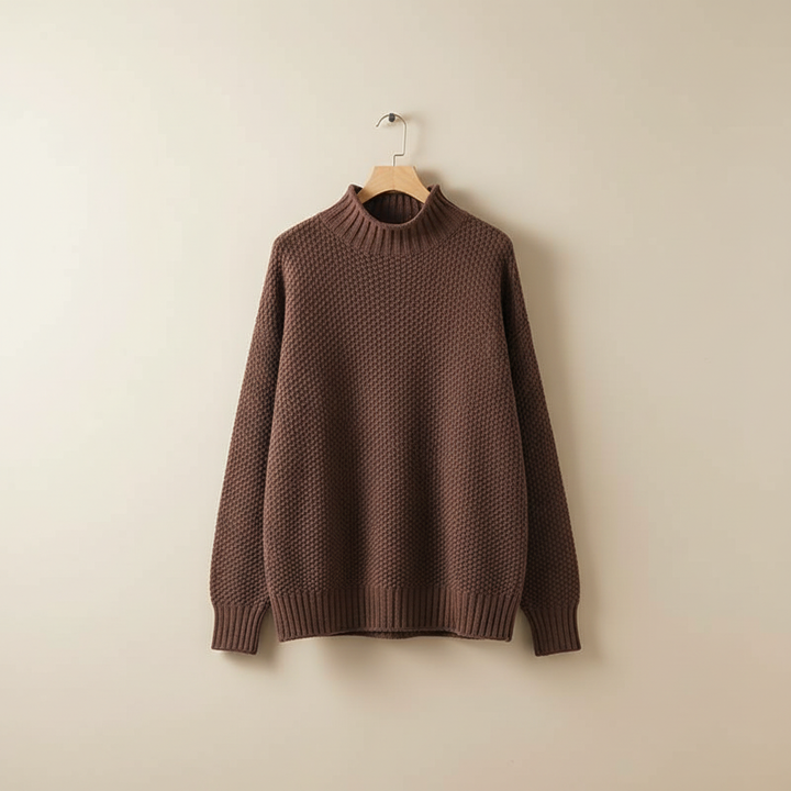 Edelma | Damen Strickpullover mit Stehkragen - Burgundy - Image 5