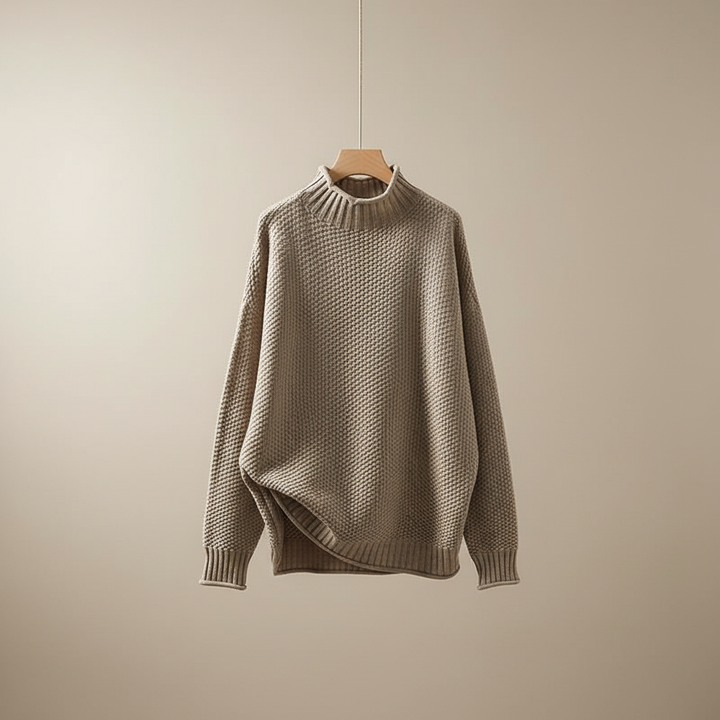 Edelma | Damen Strickpullover mit Stehkragen - Burgundy - Image 6