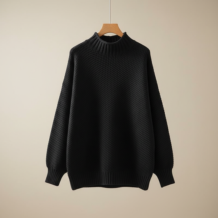 Edelma | Damen Strickpullover mit Stehkragen - Burgundy - Image 7