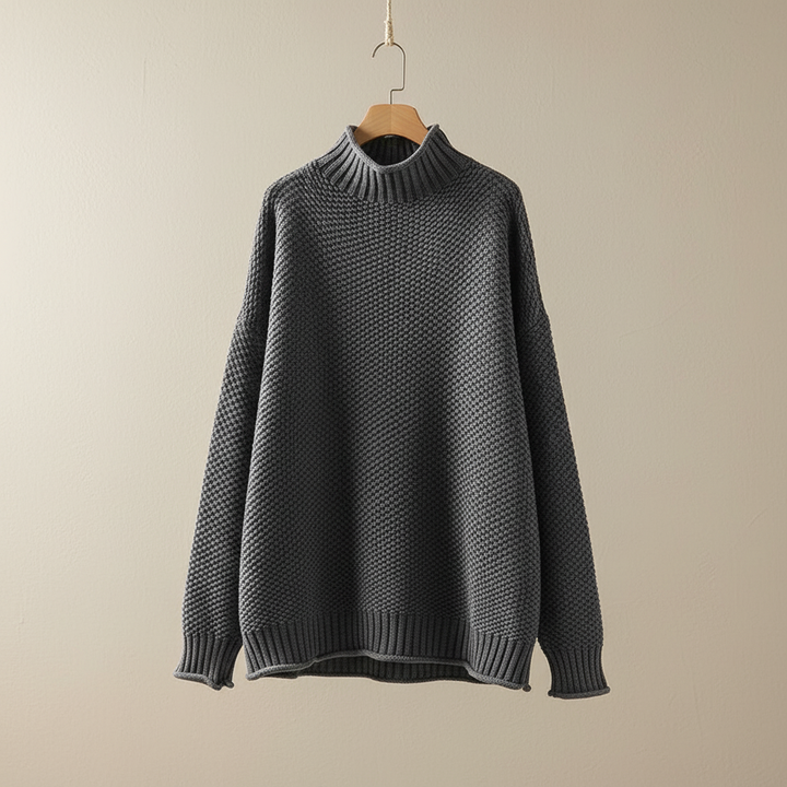 Edelma | Damen Strickpullover mit Stehkragen - Burgundy - Image 8