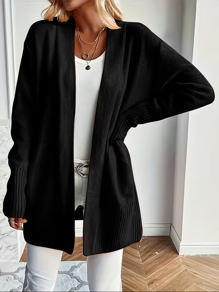 Edelrika | Damen Oversize Strickjacke Offen - Black - Image 1