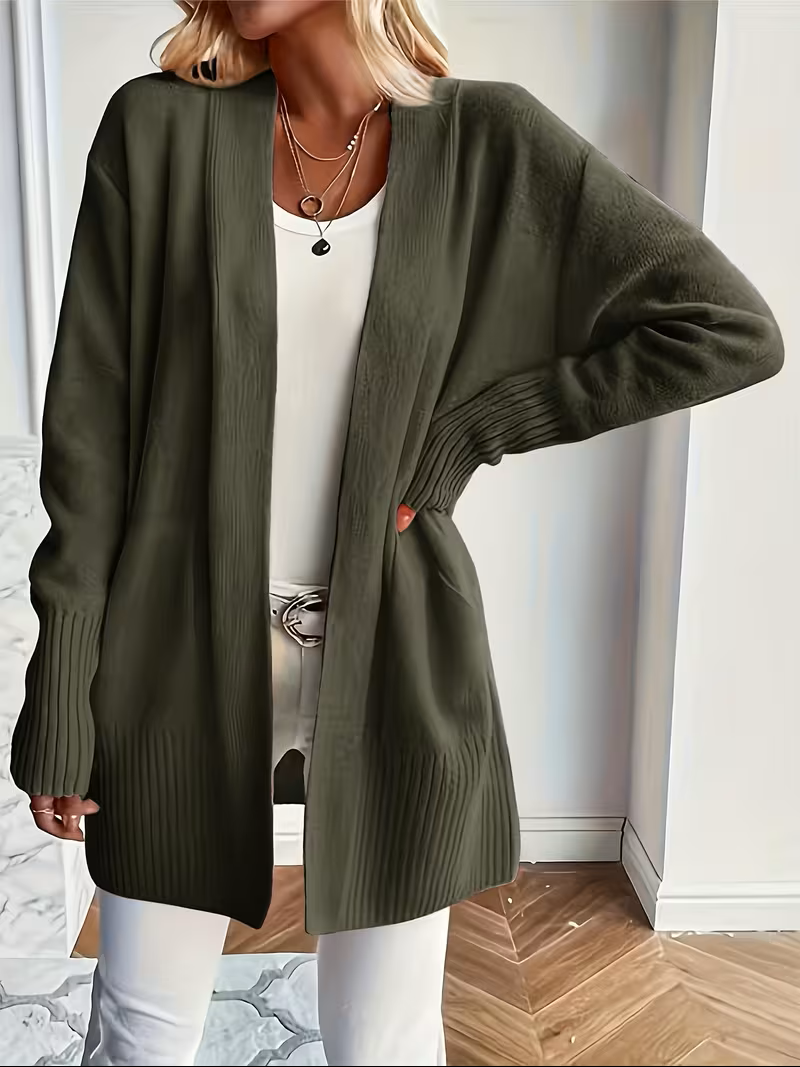 Edelrika | Damen Oversize Strickjacke Offen - Black - Image 10