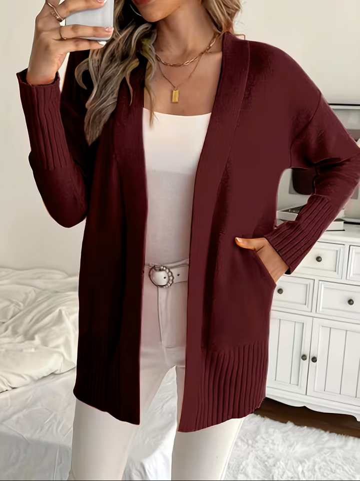 Edelrika | Damen Oversize Strickjacke Offen - Black - Image 13