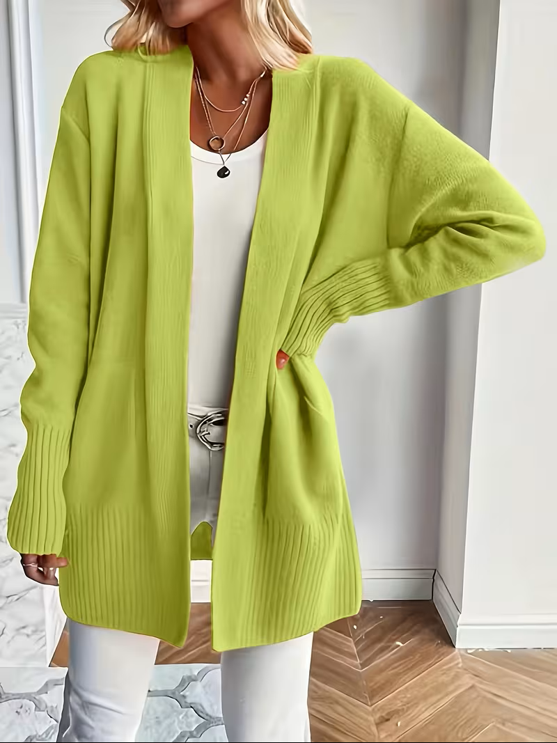Edelrika | Damen Oversize Strickjacke Offen - Black - Image 5