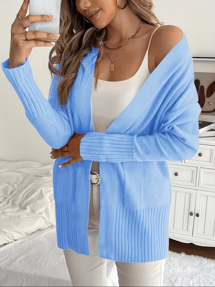 Edelrika | Damen Oversize Strickjacke Offen - Black - Image 9