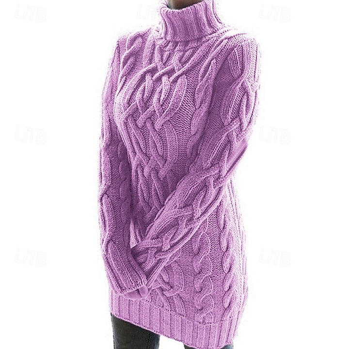 Edelruna | Damen Strickkleid mit Rollkragen - Lilac - Image 2