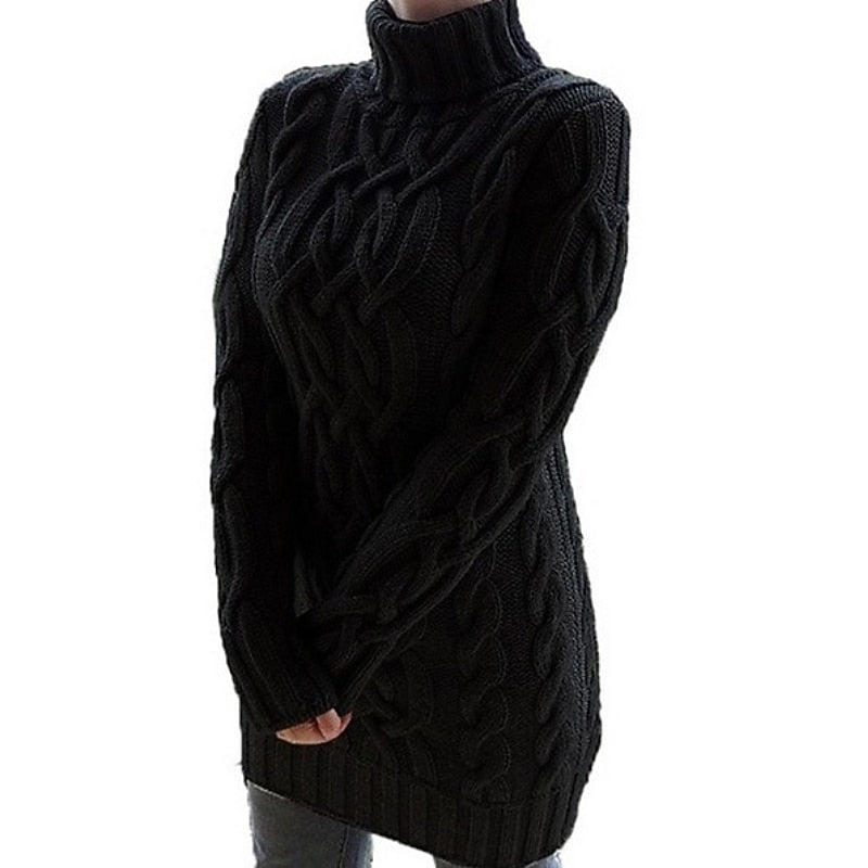 Edelruna | Damen Strickkleid mit Rollkragen - Lilac - Image 4