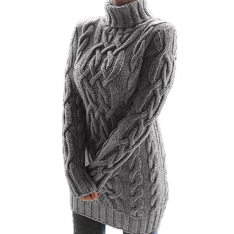 Edelruna | Damen Strickkleid mit Rollkragen - Lilac - Image 6